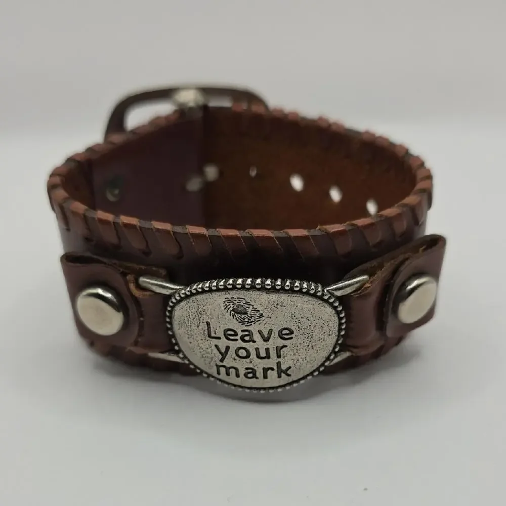 Brown Leather Bracelet with Silver Accent